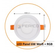 LED Panel - Rund - Innen Weiß / Rahmen RGB - 6W